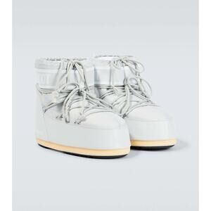 Moon Boot Icon Low Nylon Logo Lace Up Ankle Boots Glacier Grey Women's Size 7